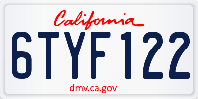 CA license plate 6TYF122