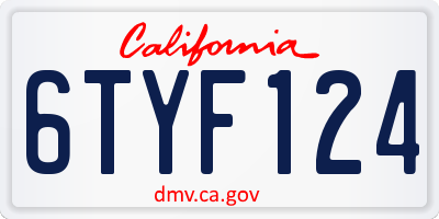 CA license plate 6TYF124
