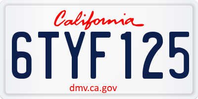 CA license plate 6TYF125