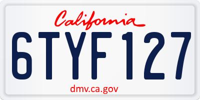 CA license plate 6TYF127