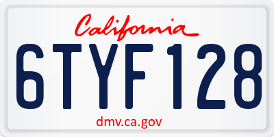 CA license plate 6TYF128