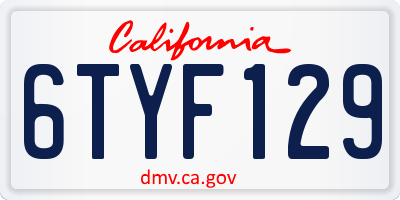 CA license plate 6TYF129