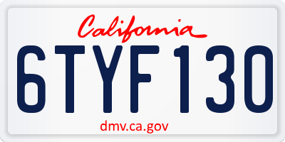 CA license plate 6TYF130