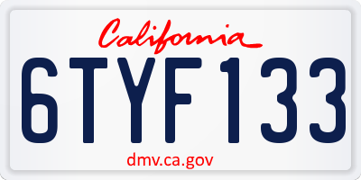 CA license plate 6TYF133