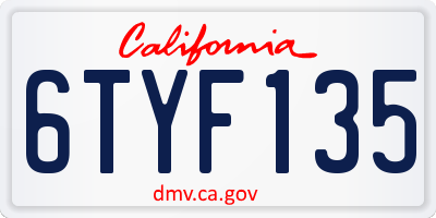 CA license plate 6TYF135