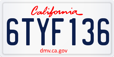 CA license plate 6TYF136