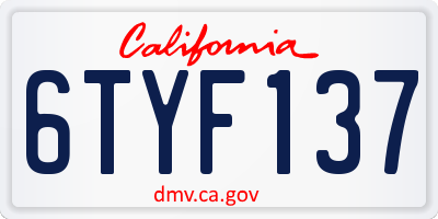CA license plate 6TYF137