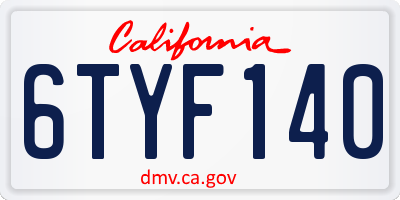 CA license plate 6TYF140