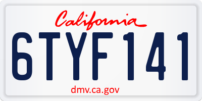 CA license plate 6TYF141