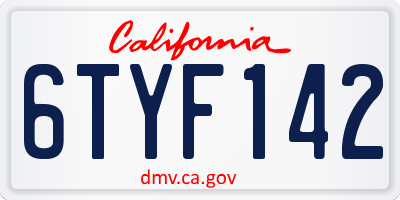 CA license plate 6TYF142