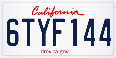 CA license plate 6TYF144
