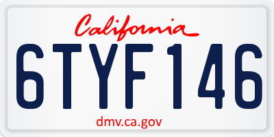 CA license plate 6TYF146