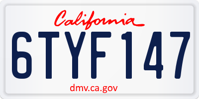 CA license plate 6TYF147