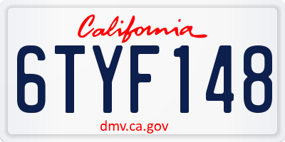 CA license plate 6TYF148