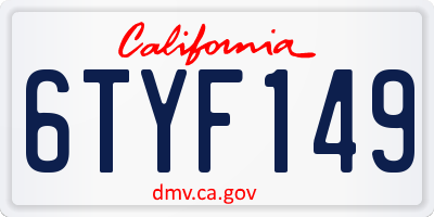 CA license plate 6TYF149