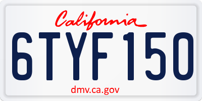 CA license plate 6TYF150