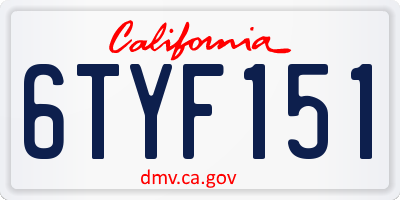 CA license plate 6TYF151