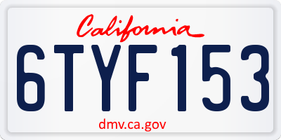 CA license plate 6TYF153