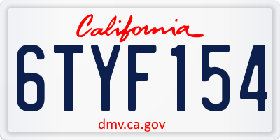 CA license plate 6TYF154