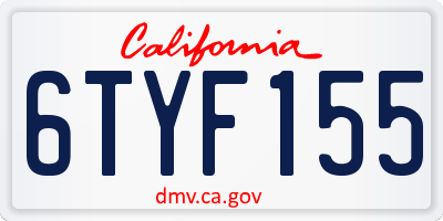 CA license plate 6TYF155