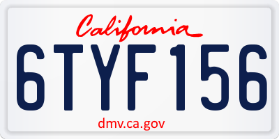 CA license plate 6TYF156