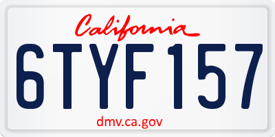 CA license plate 6TYF157