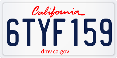 CA license plate 6TYF159