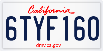 CA license plate 6TYF160