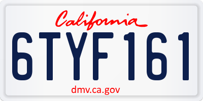 CA license plate 6TYF161