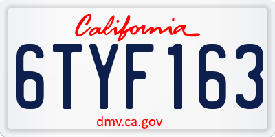 CA license plate 6TYF163