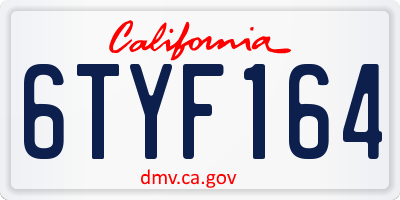 CA license plate 6TYF164
