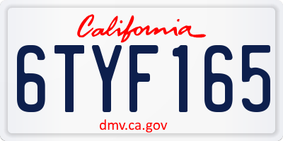 CA license plate 6TYF165