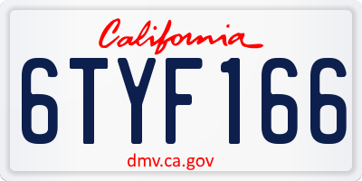 CA license plate 6TYF166