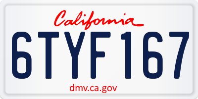 CA license plate 6TYF167