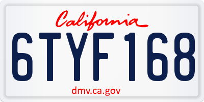 CA license plate 6TYF168
