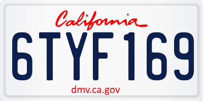 CA license plate 6TYF169