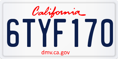 CA license plate 6TYF170