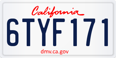 CA license plate 6TYF171