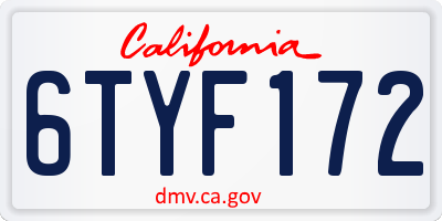 CA license plate 6TYF172