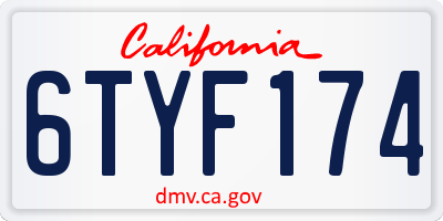 CA license plate 6TYF174