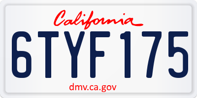 CA license plate 6TYF175