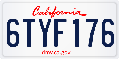 CA license plate 6TYF176