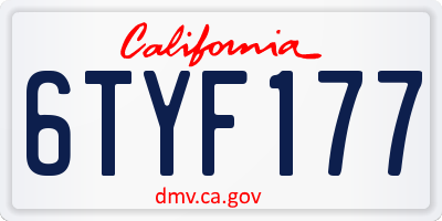 CA license plate 6TYF177