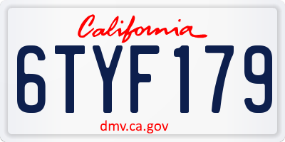 CA license plate 6TYF179