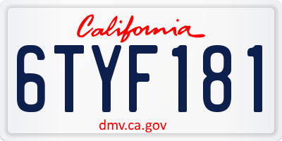CA license plate 6TYF181