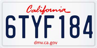 CA license plate 6TYF184