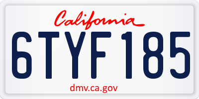 CA license plate 6TYF185