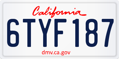 CA license plate 6TYF187