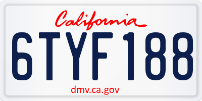 CA license plate 6TYF188