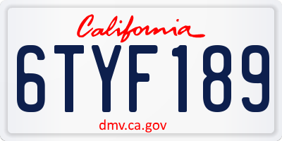 CA license plate 6TYF189